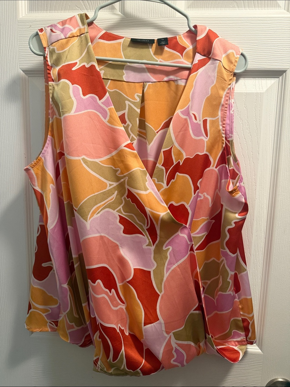 Halogen Sleeveless Surplice Blouse {Pink/Coral/ Mustard}